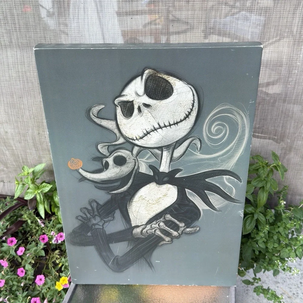 Disney Jack Skellington & Zero Halloween Canvas Wall Art Gothic Pumpkin Decor